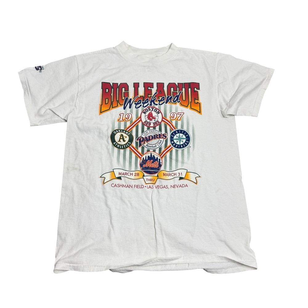 Vintage 1997 MLB Big League Weekend Las Vegas T-Shirt Tultex Large Red Sox Mets